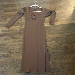 Old Navy Brown Midi Dress with Long Sleeves
